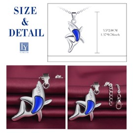 Yumilok Women's Necklace Chain Men's Stainless Steel with Shark Pendant Thermal Mood Colour Changing for Her Woman Man, Stainless Steel