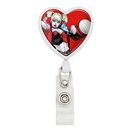 Harley Quinn Character Heart Lanyard Retractable Reel Badge ID Card Holder