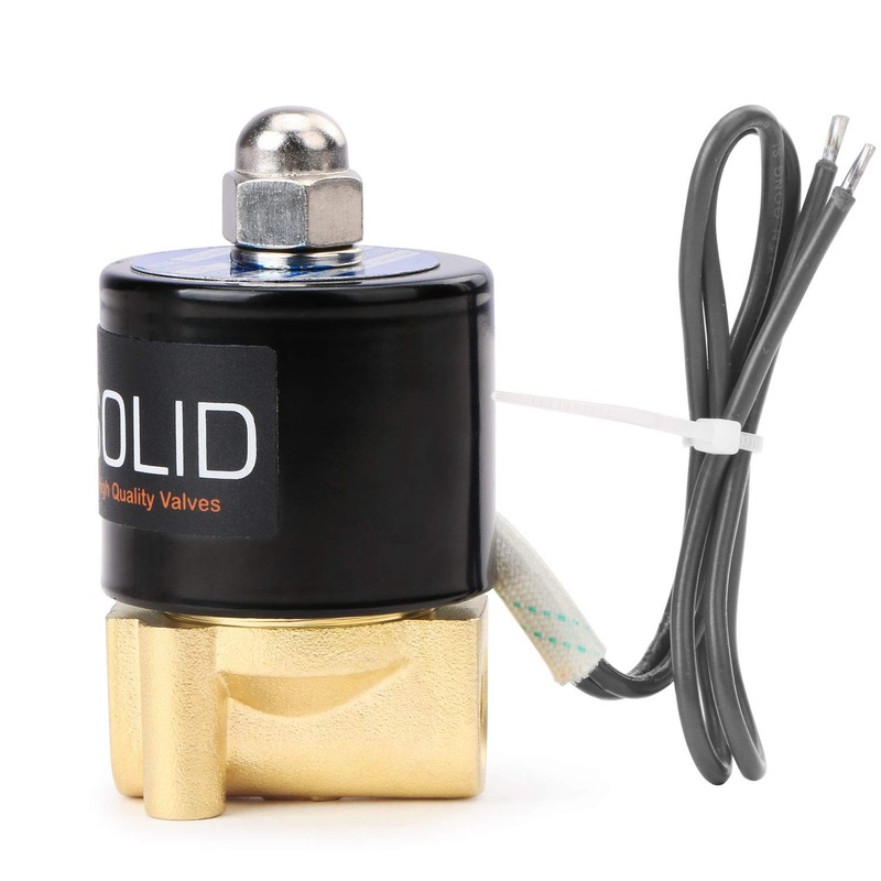 U.S. Solid 1/4" Brass Electric Solenoid Valve 24VDC Normally Closed