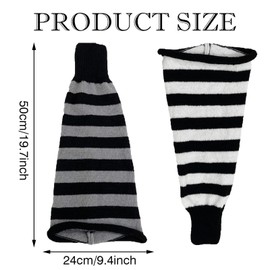 VEGCOO 2 Pairs Women's Long Leg Warmers, Long Leg Warmers, Knee Stockings, Knitted Winter Thermal Leg Warmers, Ankle Warmers for Ballet, Fitness, Yoga, Women and Girls, black stripe