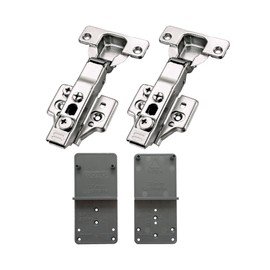 LOOTICH 95 Degree Corner Stop 35 mm Clip-On 3-Way Soft Close Hydraulic Hinge with Integrated Damper Cross Plates Pot Hinge Kitchen Cabinet Wardrobe Cabinet Door Furniture Pack of 2