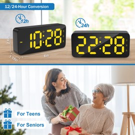 CandyHome LED Digital Alarm Clock for Bedrooms, Three Alarm, 12/24H, Snooze, Dimmable, USB Charger, Digital Clock Large Display Plug in Alarm Clock for Heavy Sleepers Adults Teens-Black