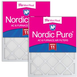 Nordic Pure 12x12x1 (Actual Size: 11 3/4 x 11 3/4 x 3/4) Tru Mini Pleat MERV 11 AC Furnace Air Filters – 2.5X More Media for Extended Durability & Superior Filtration - 2 Pack