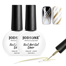 JODSONE 10ml Nail Art Gel Liner Glitter Gold Sliver Gel Nail polish Need U V Lamp Cured with Thin Brush at Home DIY Gift for Girls