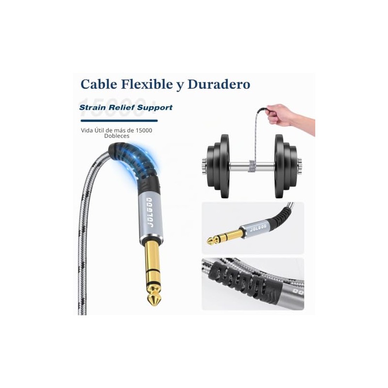 JOLGOO XLR hembra a 1/4 pulgada 0.250 in TRS cable