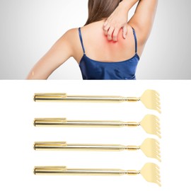 Glomora Gold Telescopic Back Scratcher Set, Portable Extendable Stainless Steel Massager for Men and Women - 4 Pack