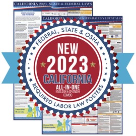 COMPLIANCE AUDIT CENTER 2023 California State and Federal Labor Laws Poster English & Spanish - OSHA Workplace Compliant 24" x 36" - All in One Required Posting - Laminated (Combo)