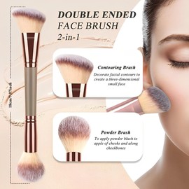 AIVEKE Foundation Makeup Brush - Double Ended Makeup Brushes for Blending Liquid Powder, Concealer Cream Cosmetics, Blush Brush