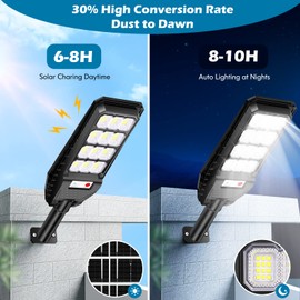 VUAA 4 Pack Solar Street Lights Outdoor Waterproof, 6500K 6000LM Outdoor LED Street Light Dusk to Dawn, Motion Sensor Wide Angle Light with Remote Control for Parking Lot Yard
