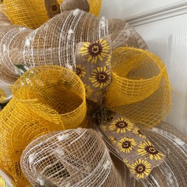You are My Sunshine Sunflower Wreath Handmade Deco Mesh. Available in 24 inch and 28 inch diameters
