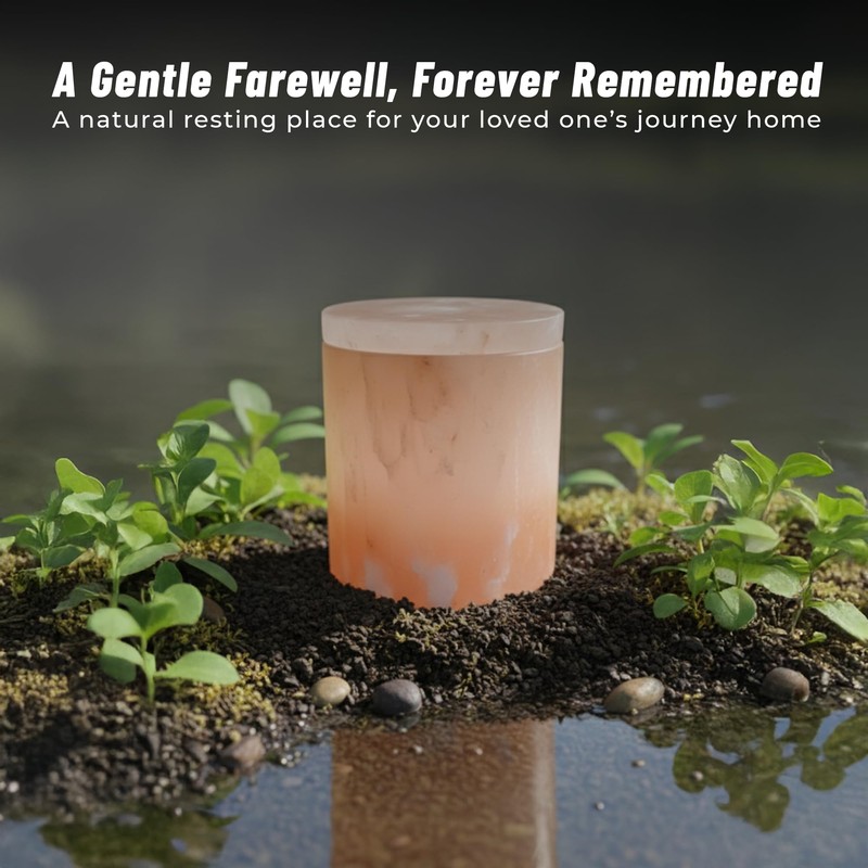Himalayan Salt Urn for Ashes – Extra Small, Classic Cylinder