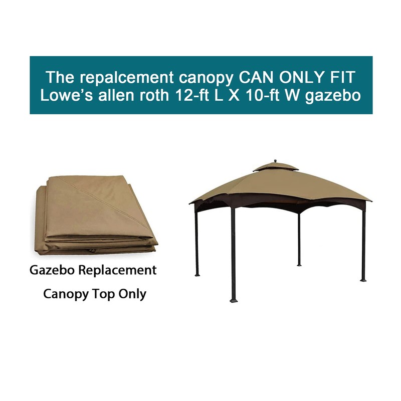 Wonwon Gazebo Replacement Canopy Top Cover 10X12 Double Tiered Canopy