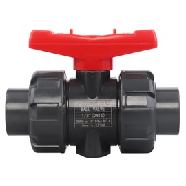 DERNORD PVC True Union Ball Valve NPT Threaded with Full Port, EPDM O-Rings, and Reversible PTFE Seats, Rated at 200 PSI (1/2 Inch NPT Threaded)