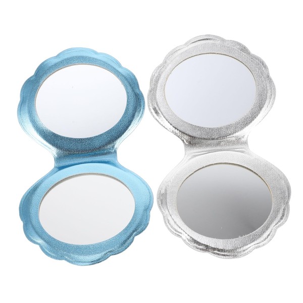 PACKOVE 2pcs Portable Double-Sided Makeup Mirror Handheld Travel Mirror Shell-Shaped