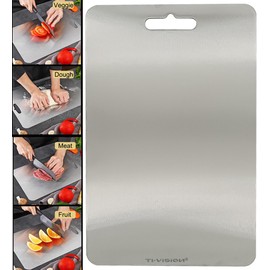Pure Titanium Cutting Board Ultra-Durable Double-sided Chopping Board Ideal for Professional Chefs,Kitchen Food Preparation and Outdoor Camping (Medium)
