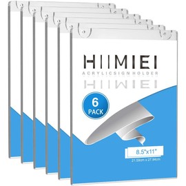 HIIMIEI Wall Mount Acrylic Sign Holder 8.5'' x 11'', Clear Plexi Door Sign Holder Document Holder Plastic Picture Frames with All Mounting Accessories(6 Pack)