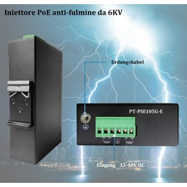 DIN Rail Gigabit PoE Injector 30W IEEE802.3at, Operating at -40°C to 65°C, 12-48V DC Input, Support for Solar Power, 6KV PoE Surge Protection for IP Camera, Wireless AP