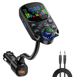 Bluetooth 5.3 FM Transmitter for Car SOARUN Bluetooth Car Adapter PD30W & USB Port Fast Charge, HiFi Treble & Bass Player, 1.6" Display Hands-Free Calling Truck Radio with AUX Input/Output, TF Card