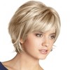 Women Wig Synthetic Hair Blonde Golden Short Hair Fluffy Wavy