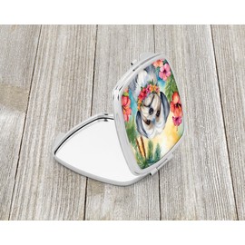 Caroline's Treasures Lhasa Apso Luau Compact Mirror Decorative Travel Makeup Mirror for Women Girls Gifts Pocket Makeup Mirror Folding Handheld