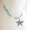 Starfish Curtain Tie Backs with Ocean Blue Sea Glass Beads,