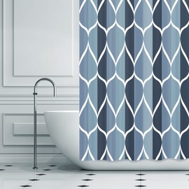 Gelbchu Aegean Blue Fabric Bath Shower Curtain W 54 x H 72,Waterproof Design and Polyester, Quick-Drying, Heavy Weight, Stall Size Shower Curtains Set for Bathroom,Machine Washable with 8 Hooks