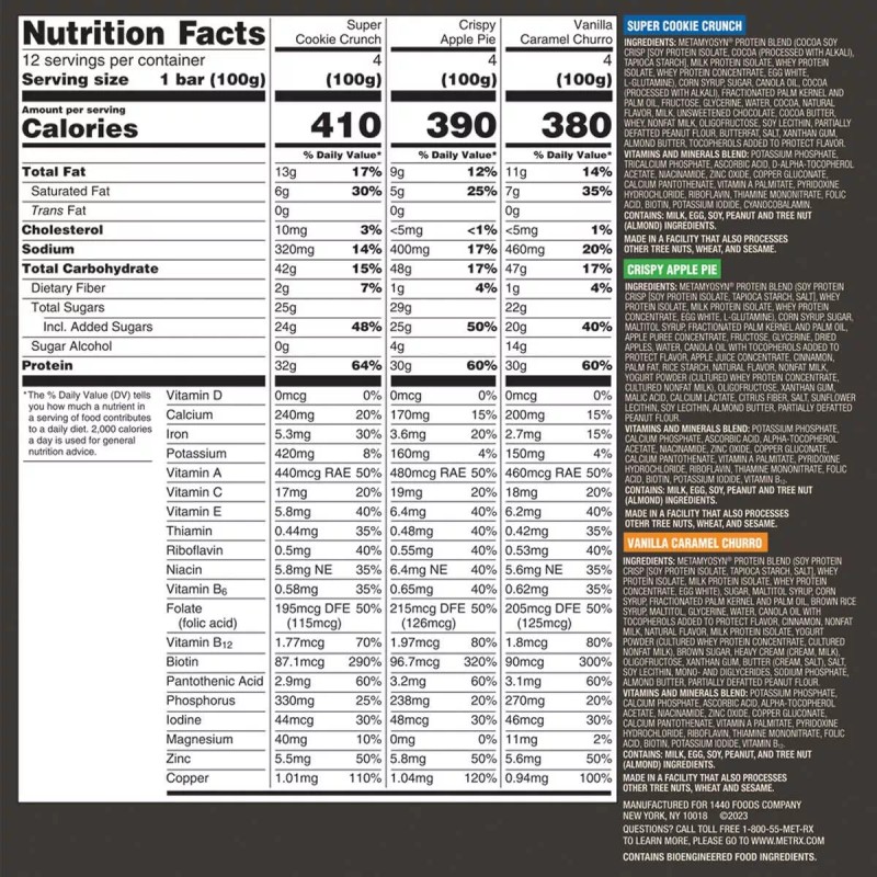 MET-Rx Meal Replacement Protein Bars, Variety Pack, 12 ct