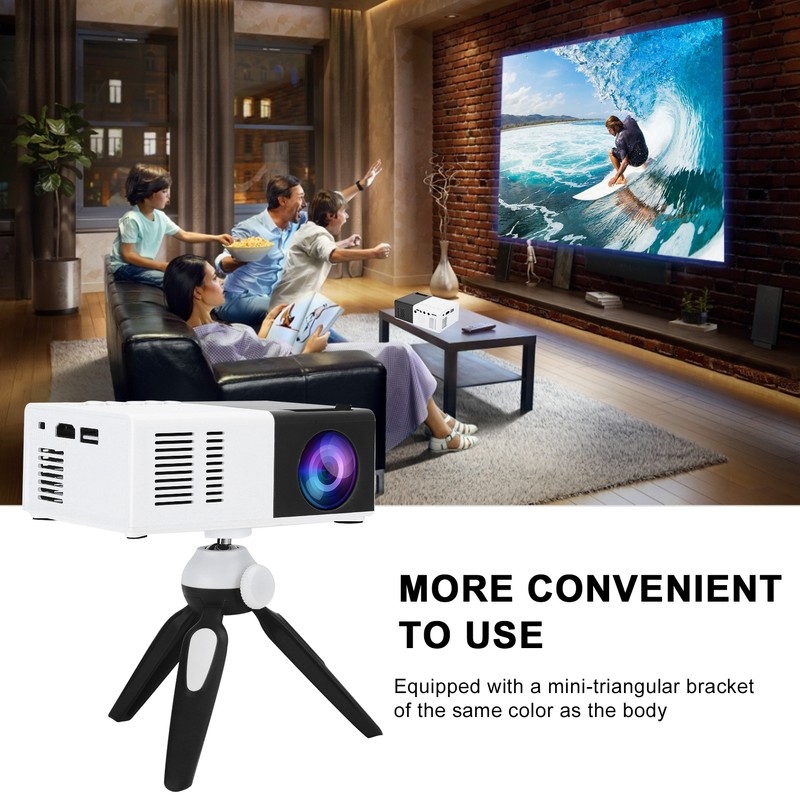 Mini Portable LED Projector 1800LM with Tripod Bracket for Home
