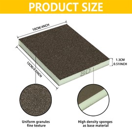 Necosthua 16PCS 320 Grits Sanding Sponge Fine Coarse Sanding Block，Washable and Reusable Wet Dry Sandpaper Sponge， Sander Sponges for Wood Drywall Metal Wood