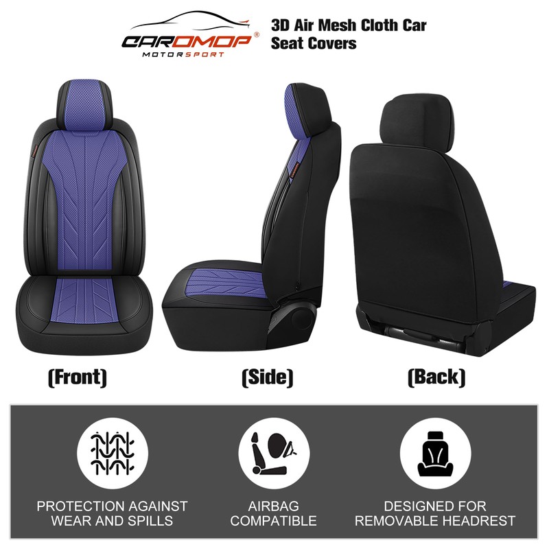 CAROMOP Breathable Cloth Fabric Car Seat Covers 2 Front Seats,Faux