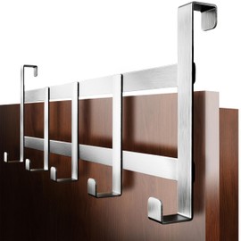 4smile Door Coat Rack for Hanging - Stainless Steel Door Hooks, Flexible Coat Hooks Door, Heavy Duty - Versatile Hooks for Hanging, Space Saving Door Hook Rail for Entire Home
