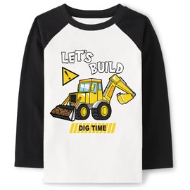 Shirts Toddler Boys Raglan Long Sleeve Baby Kids Cotton Tees Funny Digger Build Graphic Spring Fall Tops 2T