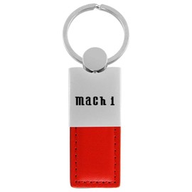 Au-Tomotive Gold, INC. Ford Mustang Mach 1 Red Leather Car Fob Key Chain Ring