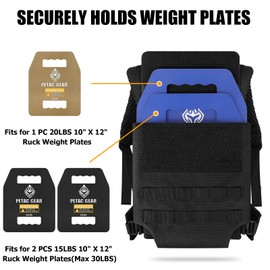PETAC GEAR Rucking Backpack, Weighted Ruck Pack for Weight Plates Upgraded Weighted Rucksack for Traning, Hiking, Running
