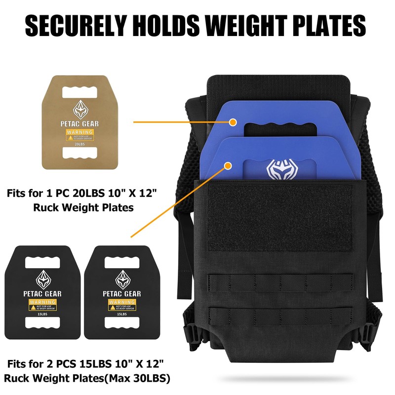 PETAC GEAR Rucking Backpack, Weighted Ruck Pack for Weight Plates