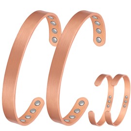 Feraco 2 Pcs Copper Magnetic Bracelet for Women Men,Sleek Magnetic Bracelet with 99.9% Pure Copper,Cuff Bangle with Gift Box,Gifts for women men(Copper)