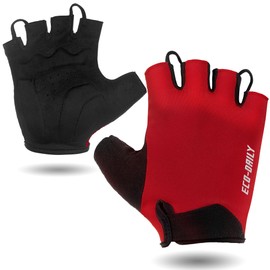 Eco-Daily Cycling Gloves, Fingerless, Bicycle Scull, Sweat Absorbent, Quick Drying, Road Bike Gloves, Padded, Breathable, Cycling, Cross Bike, red, M