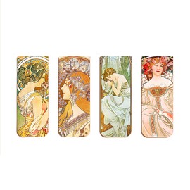 4pcs Magnetic Bookmarks - Starry Sky Magnet Page Markers - Mucha's Song Bookmark Set
