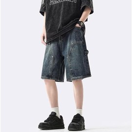 Streetwear Baggy Jorts Y2K Hip Hop Denim Shorts Unisex Summer Vintage Fashion Grunge Jean Shorts,M,Blue