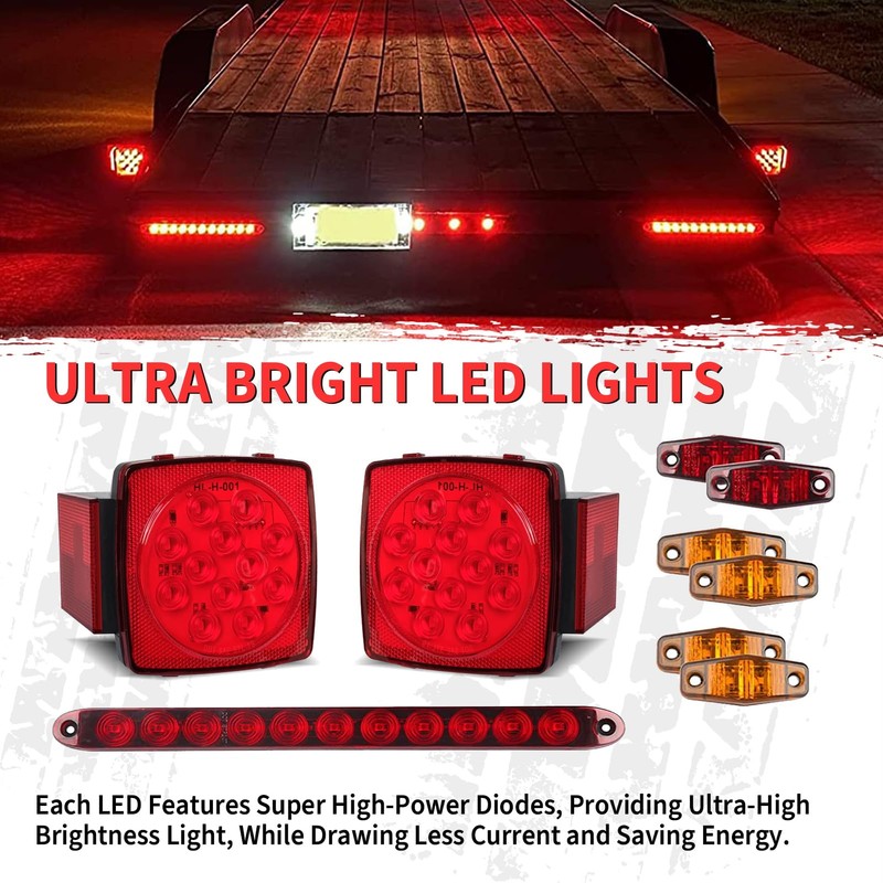 Gonice Complete LED Trailer Light Kit, Super Bright Submersible Boat
