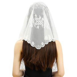 KABAKE Women's Flower Embroidery Head Scarf Large Triangle Lace Chapel Veils Headband Hair Bandana for Women Girls
