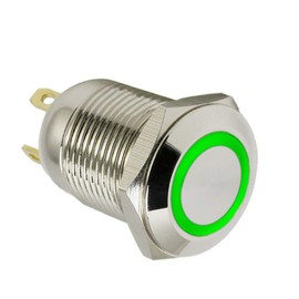 ESUPPORT 12mm Green LED Light 2A Momentary Push Button Switch Stainless Waterproof Car Boat