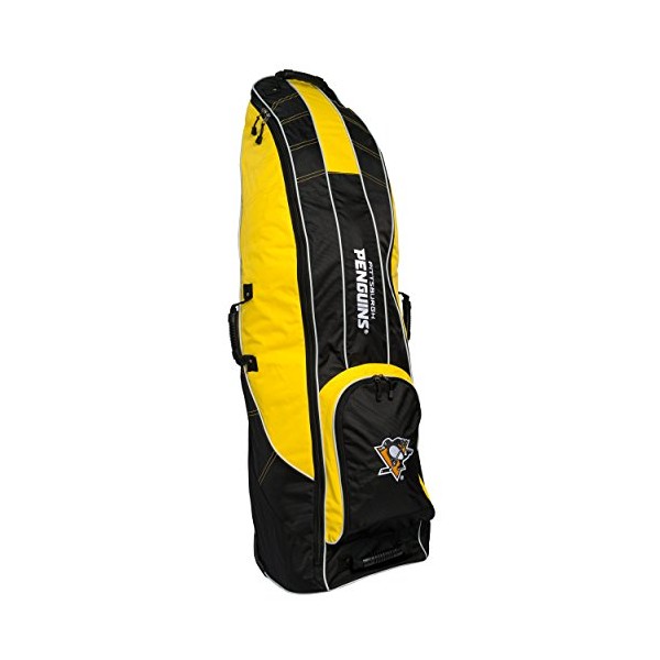 Team Golf NHL Pittsburgh Penguins Travel Golf Bag, High-Impact Plastic Wheelbase, Smooth & Quite Transport, Includes Built-in Shoe Bag, Internal Padding, & ID Card Holder