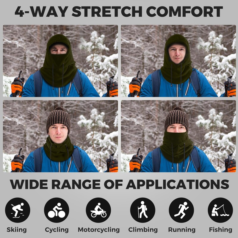 AURUZA Balaclava Winter Hat Thermal Face Mask Snood Hood Hat