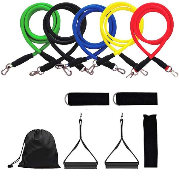 Training Tube, Fitness Tube, Rubber Band, Training, Muscle Training, 5 Levels of Loads, Stretch, Fitness, Exercise Band, Core & Inner Muscles, Shape Up, Back Muscles, Rehabilitation, Pilates, Storage Bag Included