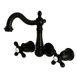 Kingston Brass KS1250AX Heritage Bathroom Faucet, 6-3/8" in Spout Reach, Matte Black