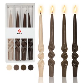Gedengni Taper Candle Twisted Candlesticks,9inches Colorful Tapered Candles Brown Candle Sticks Long Coffee Spiral Candles for Home Décor Weddings Festive Women Gifts (3D4PC-COFFEEGRA)