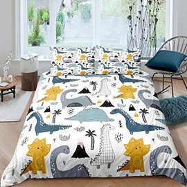 feelyou Dinosaur Comforter Cover Set for Kids Boys Girls Cartoon Dinosaur Print Duvet Cover Lovely Animal Pattern Bedding Set Luxury Quilt Cover,Room Decor 2Pcs Bedding Twin Size