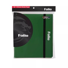 BCW Green Pro-Folio 20 - 9 Pocket Collectible Gaming Card Album Holds 360 Cards
