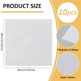 BENECREAT 10Pcs 11.8x11.8inch White Fursuit Eye Mesh, 0.45mm Thick PVC Printable Net Waterproof Printable Mesh for Furries Cosplay, Props, Fursuits, Craft Making, Hole: 0.8mm